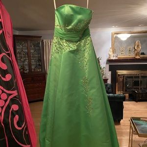 Green beaded gown
